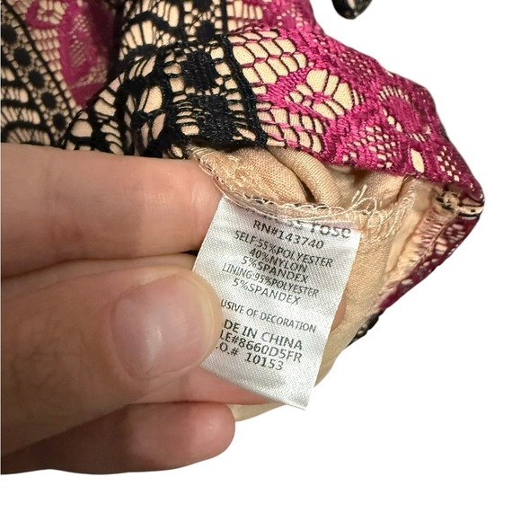 Anthropologie x Endless Rose Pink & Black Lace Midi Dress Size M 8660D5FR - Picture 4 of 8